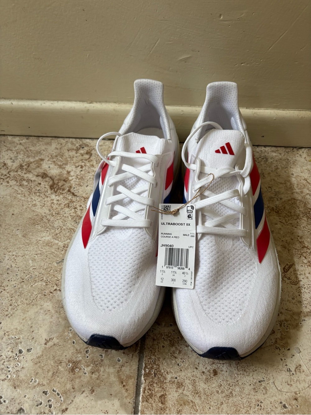 Adidas UltraBoost 5X Men’s Shoes Cloud White Style JH9040 USA Blue Red Size 12 - Picture 4 of 5